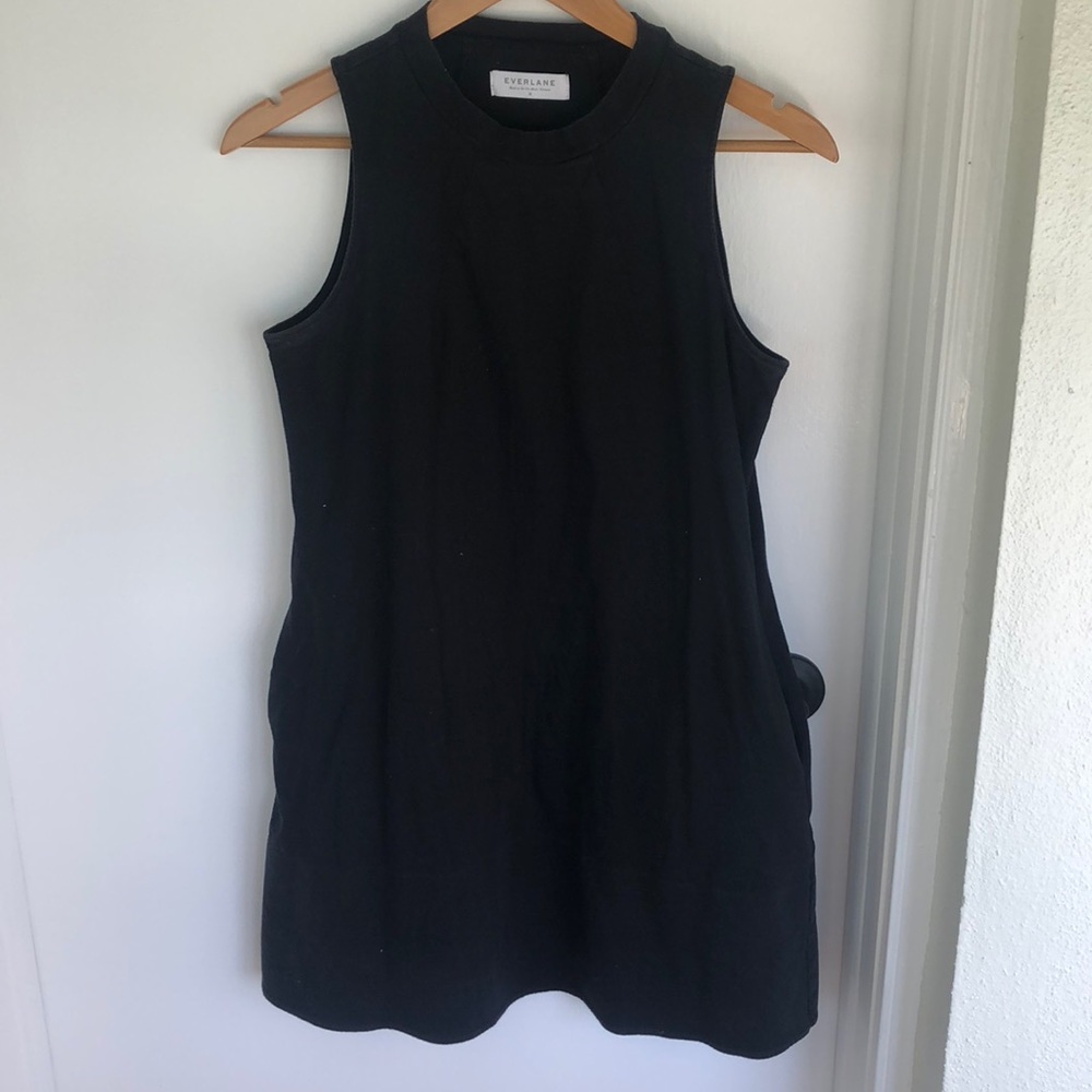 Everlane black high neck shift dress M